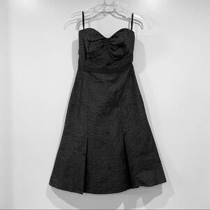 Tracy Reese Black Jacquard Print Strapless Cocktail A line Dress Size 2